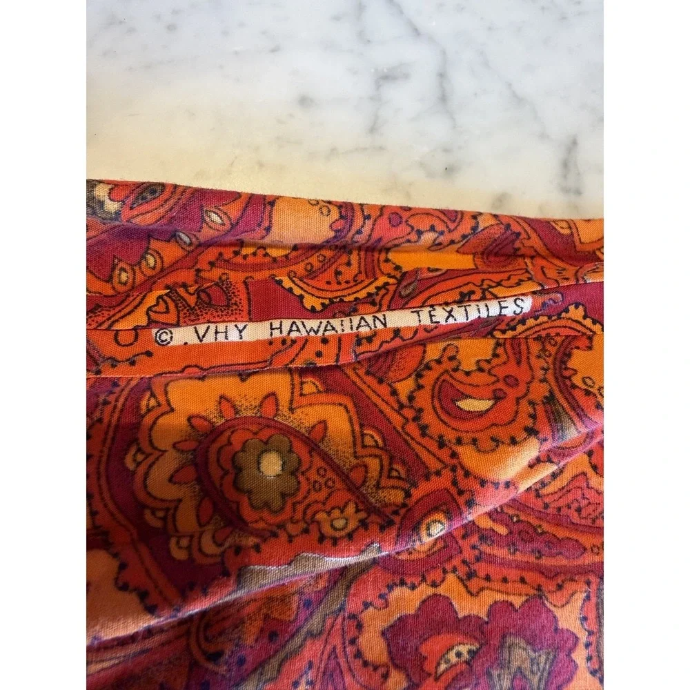 Vintage VHY Hawaiian Textiles Paisley 1960's Half Apron Rare, Darling!